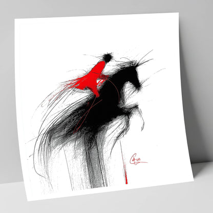 Crimson Flight show jumping horse art print