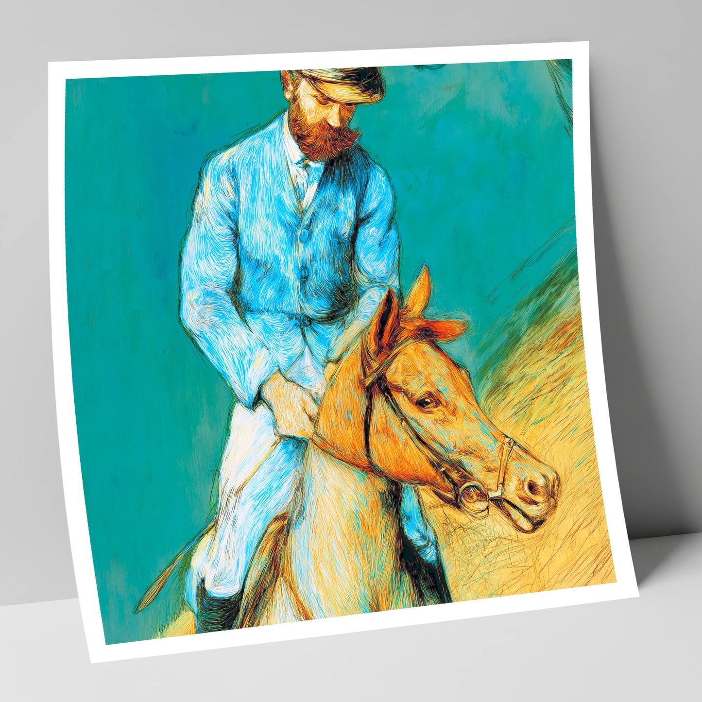 The Cerulean Rider racing horse art print