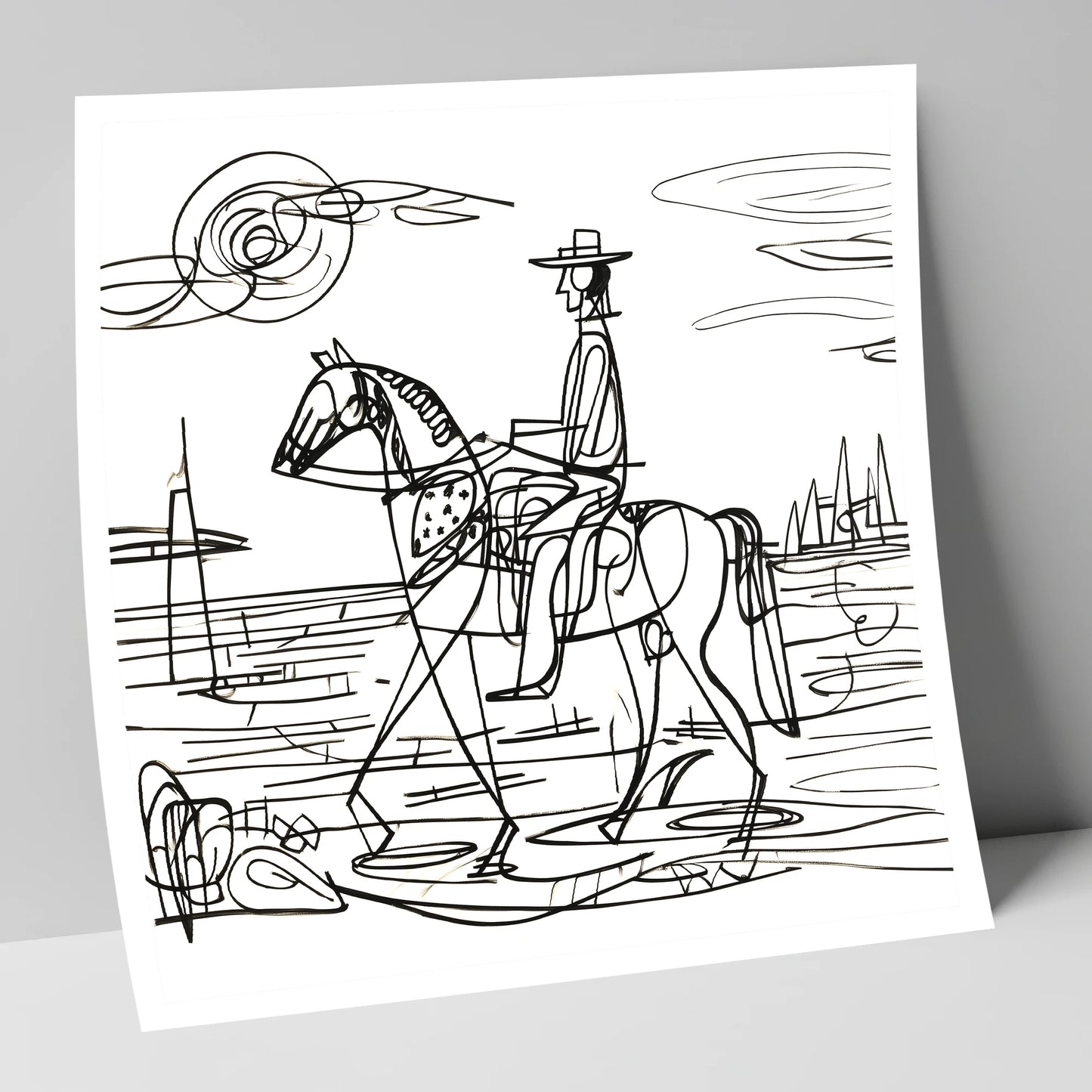 Abstract Coastal Ride beach horse art print