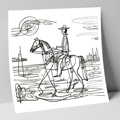 Abstract Coastal Ride beach horse art print