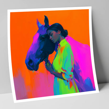 Technicolour Bond horse & rider art print