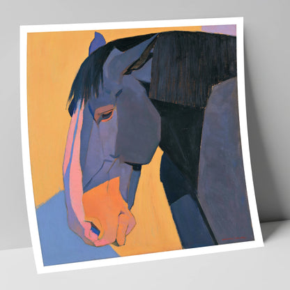 Vibrant Blue Horse Portrait horse breed art print