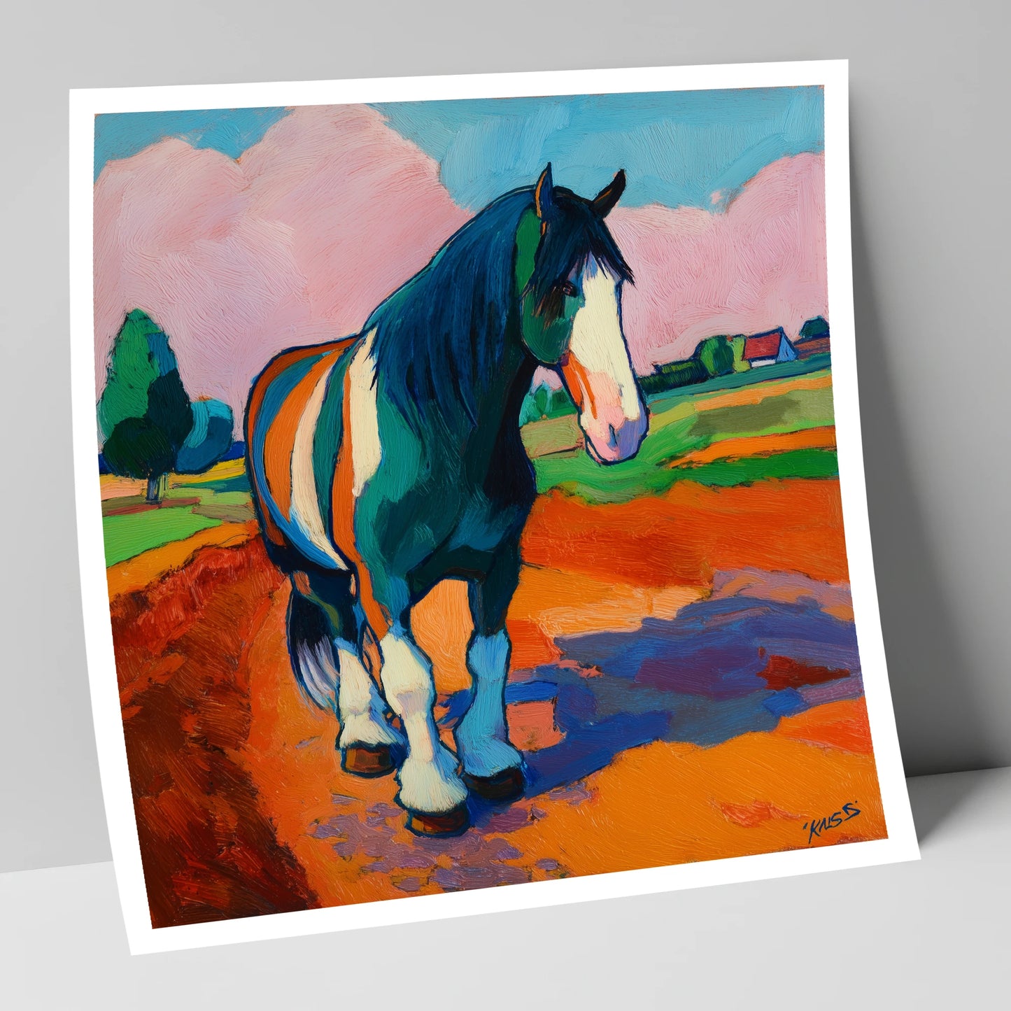 Vibrant Coloured Cob horse breed art print