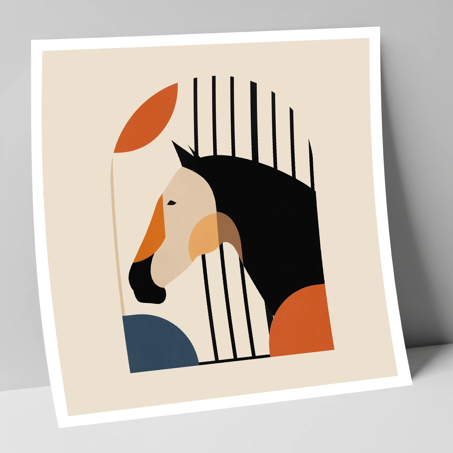 Geometric Stable Profile horse stable art print