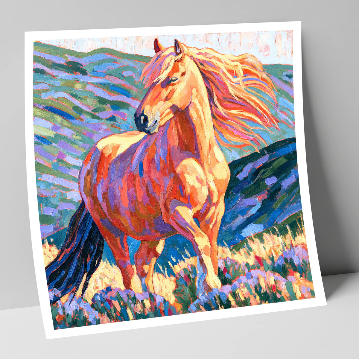 Colourful Golden Horse Portrait horse breed art print