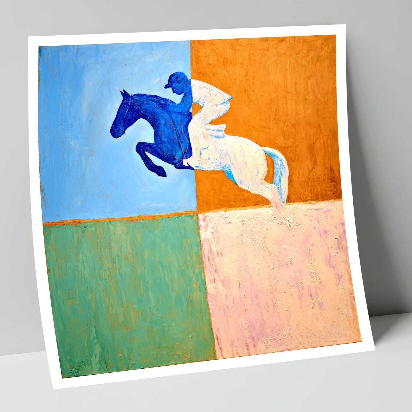 Abstract Cobalt Leap show jumping horse art print