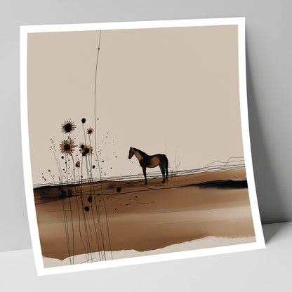 Stillness in Sepia horse landscape art print