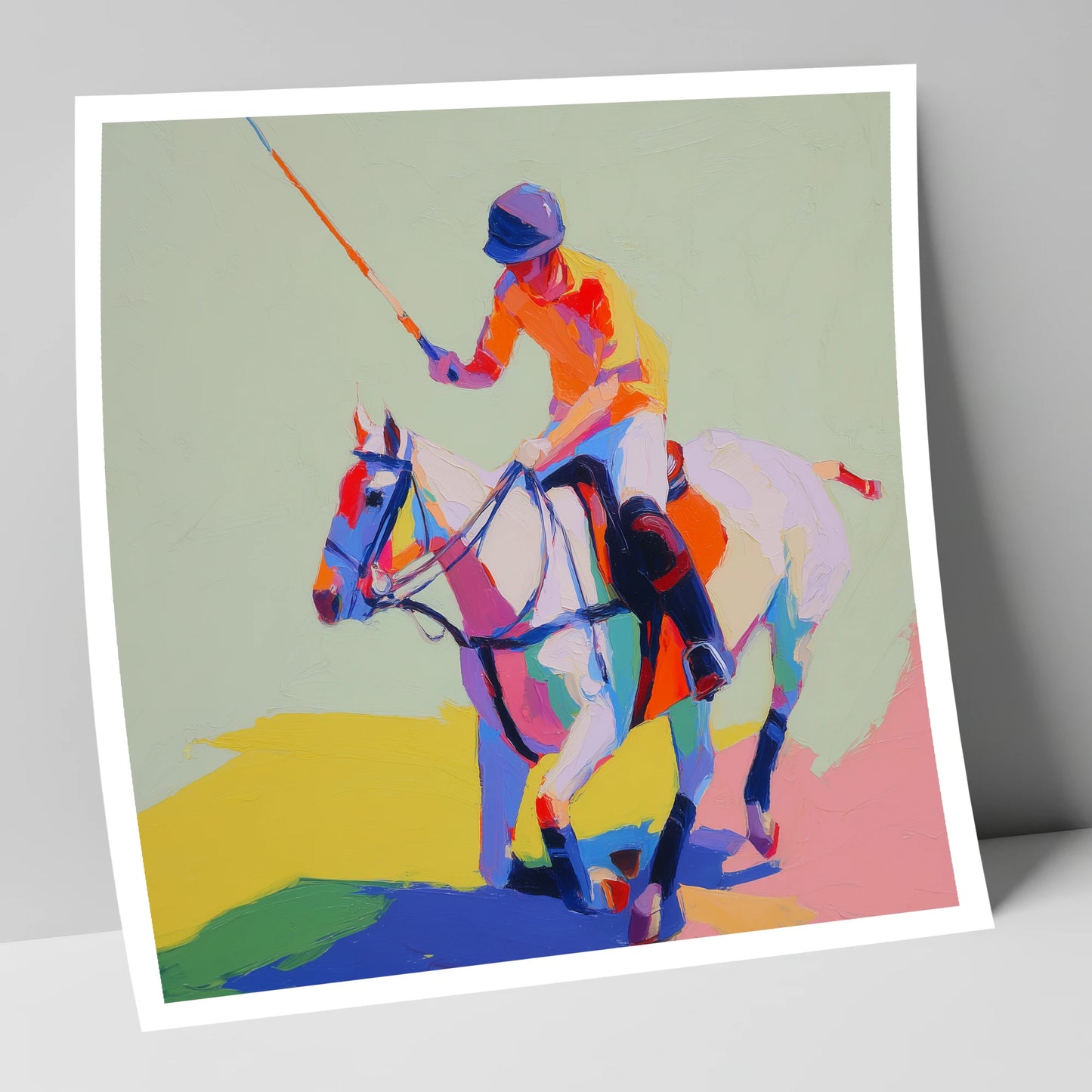 Vivid Midfield Strike polo horse art print