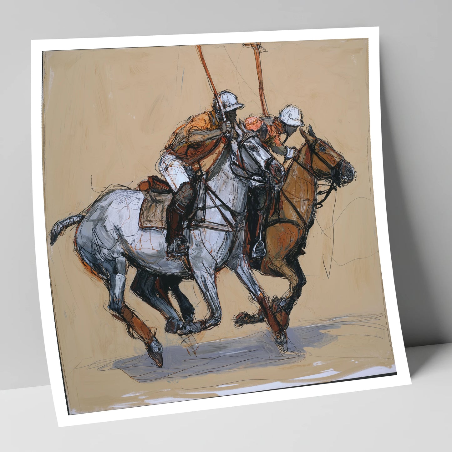 The Midfield Duel polo horse art print