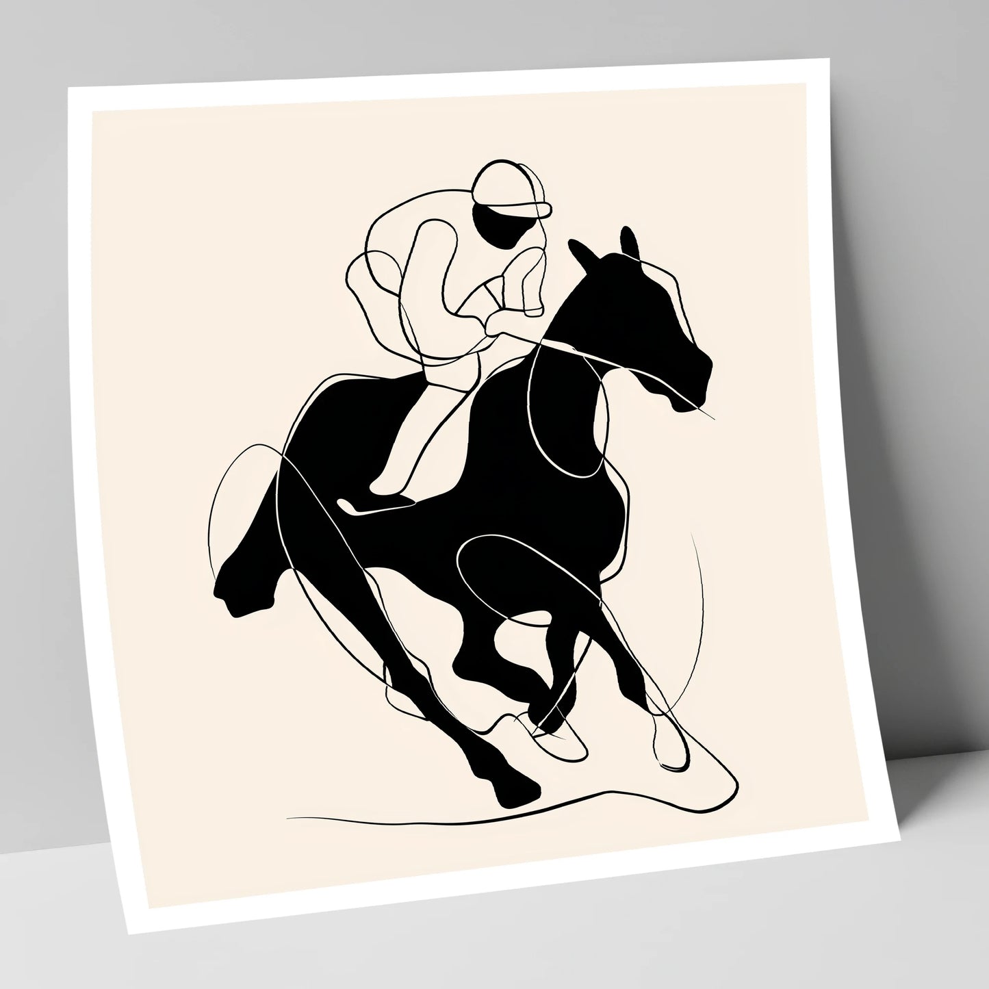 Silhouetted Gallop racing horse art print