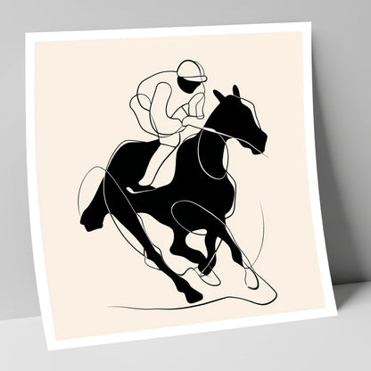 Silhouetted Gallop racing horse art print