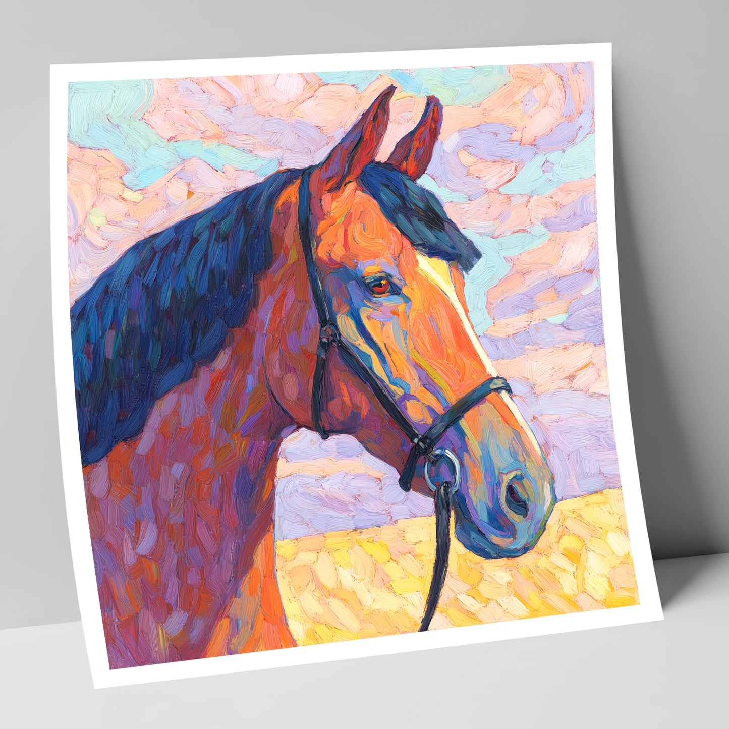 Painted Bay Profile horse portrait art print
