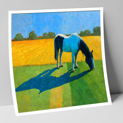 Sunlit Piebald Grazer working horse art print