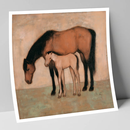 Quiet Pasture Bond mare & foal art print