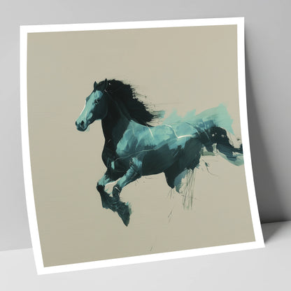 Dynamic Teal Bound horse breed art print