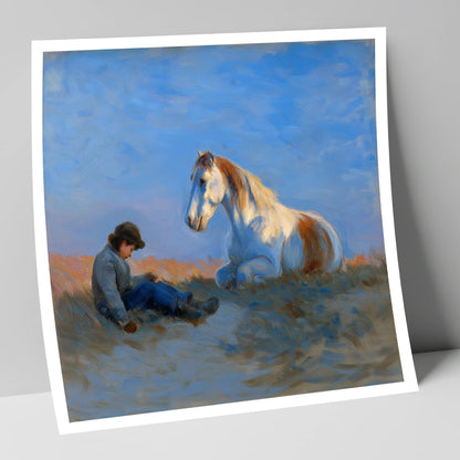 Sunlit Companions horse & rider art print