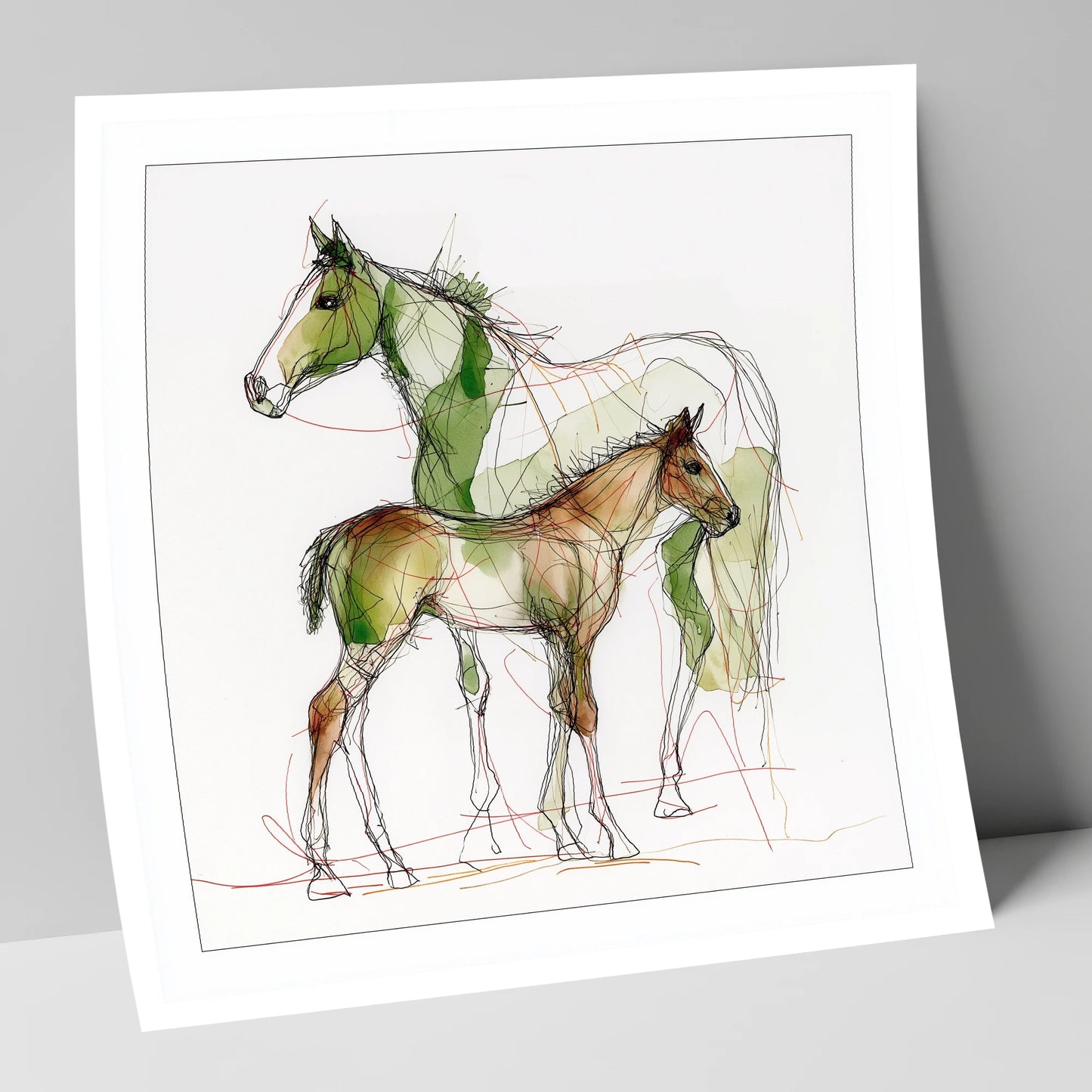Lines of Kinship mare & foal art print