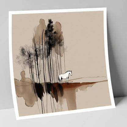 Sepia Solitude horse landscape art print