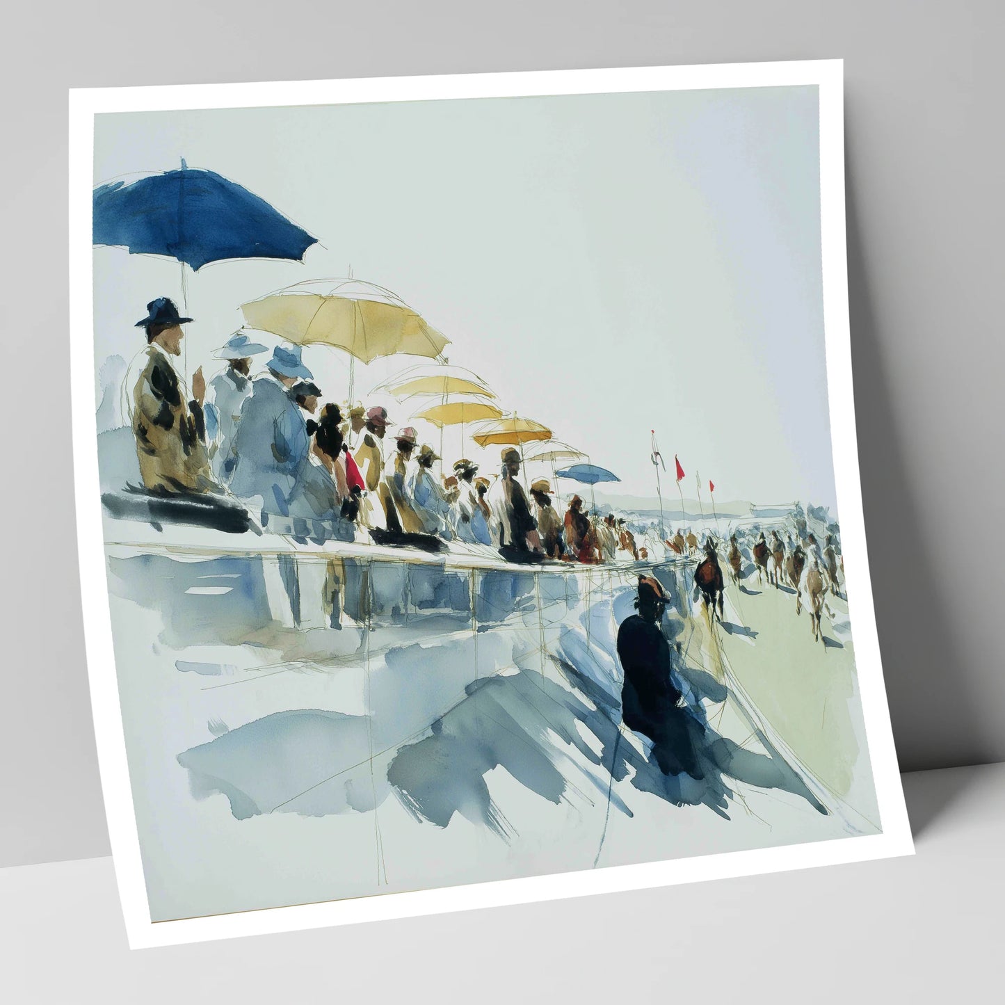 Gathering at the Rails racing horse art print
