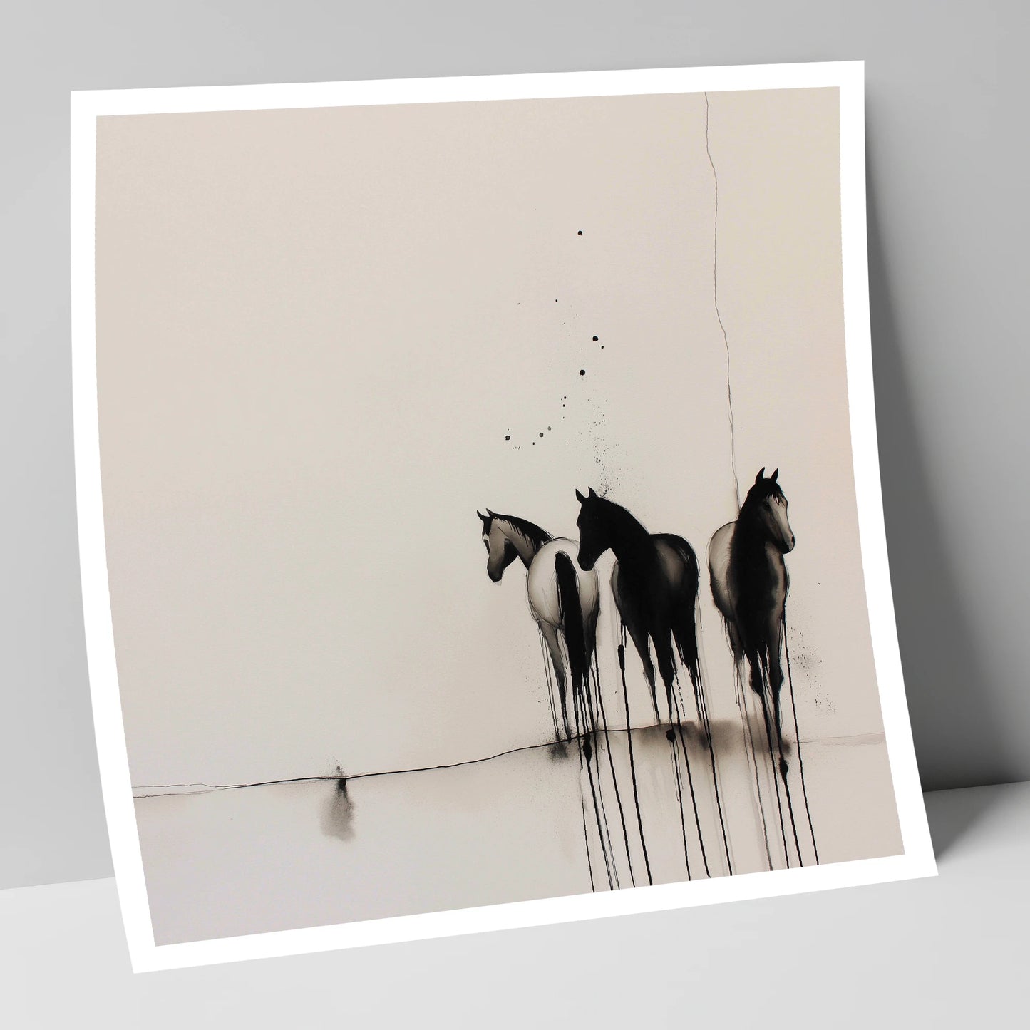 Three Silent Silhouettes horse landscape art print