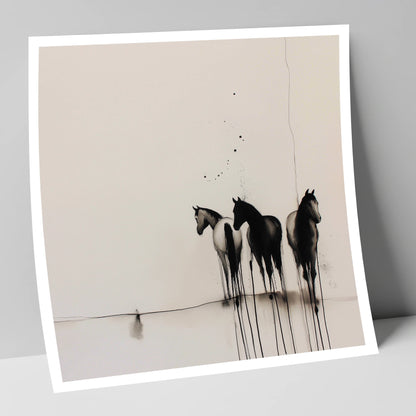 Three Silent Silhouettes horse landscape art print
