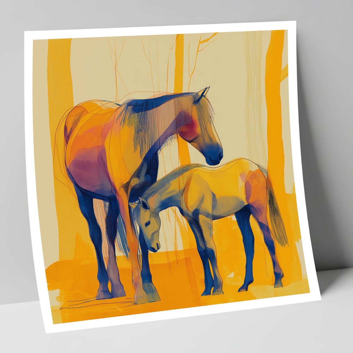 Saffron Mare and Foal horse landscape art print