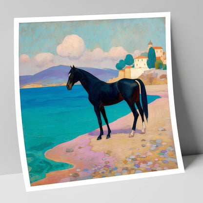 Midnight on the Riviera horse landscape art print