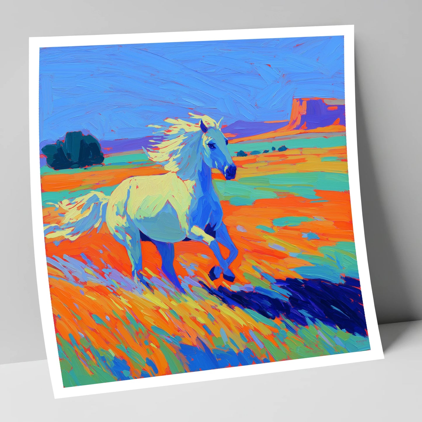Vibrant Desert Canter wild horses art print