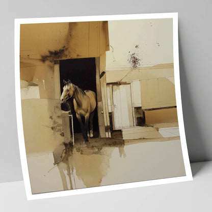 Sepia Stable Threshold horse stable art print