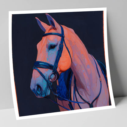 Midnight and Peach Profile horse portrait art print