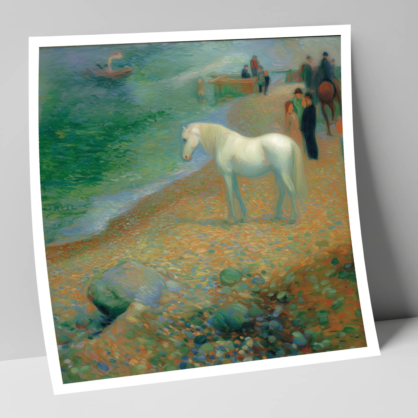 Luminous Shoreline Solitude horse landscape art print