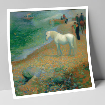 Luminous Shoreline Solitude horse landscape art print