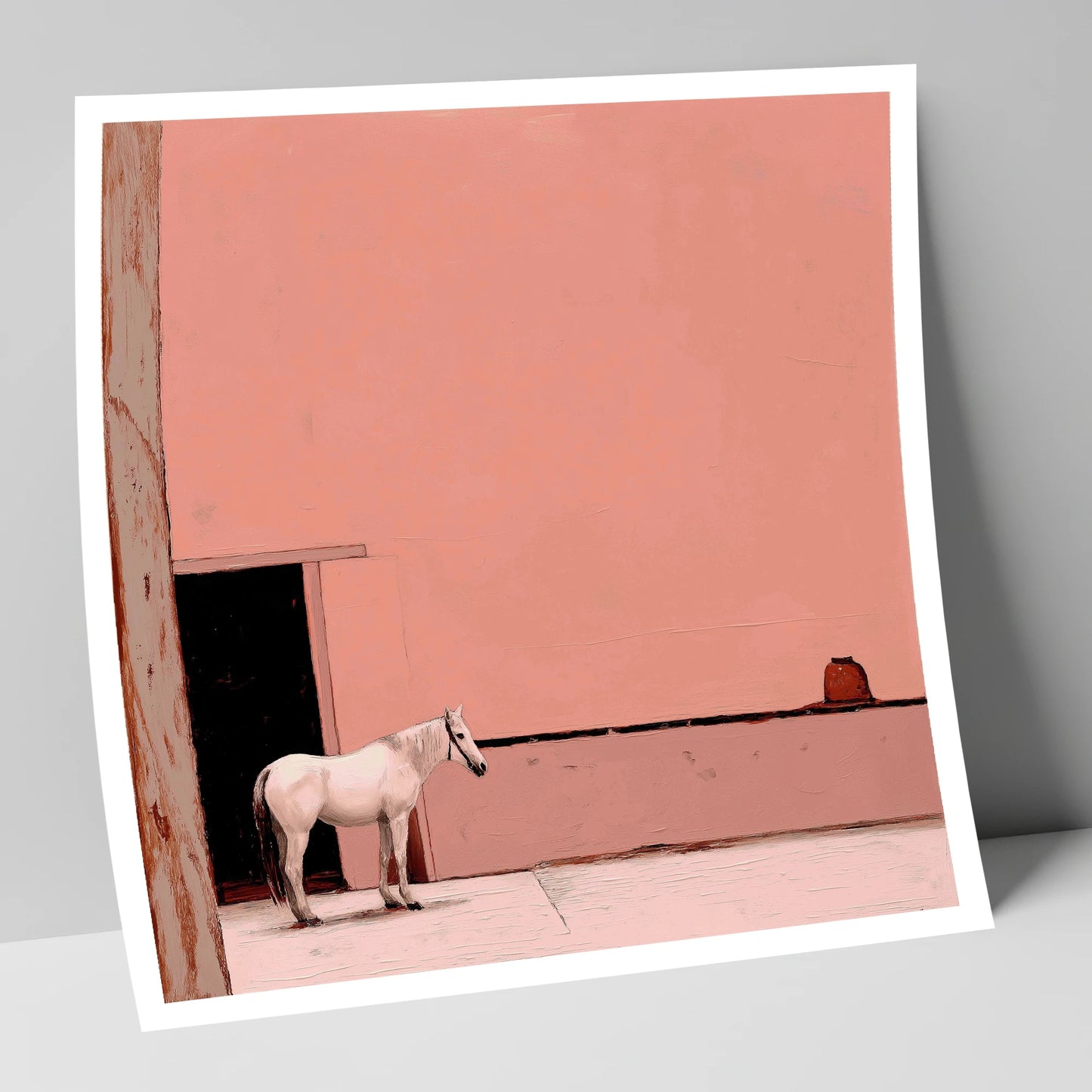Rose Courtyard Stillness horse stable art print