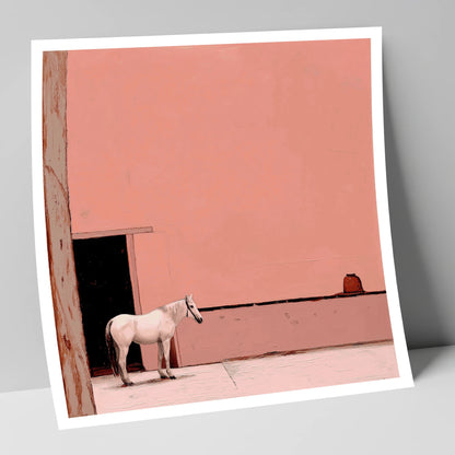 Rose Courtyard Stillness horse stable art print