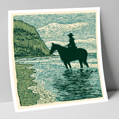 Edge of the Tide beach horse art print