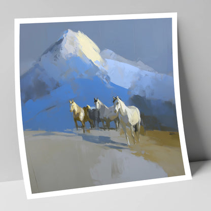Sunlit Alpine Herd horse landscape art print
