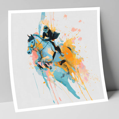Airborne In Colour show jumping horse art print