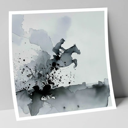 Monochrome Momentum show jumping horse art print