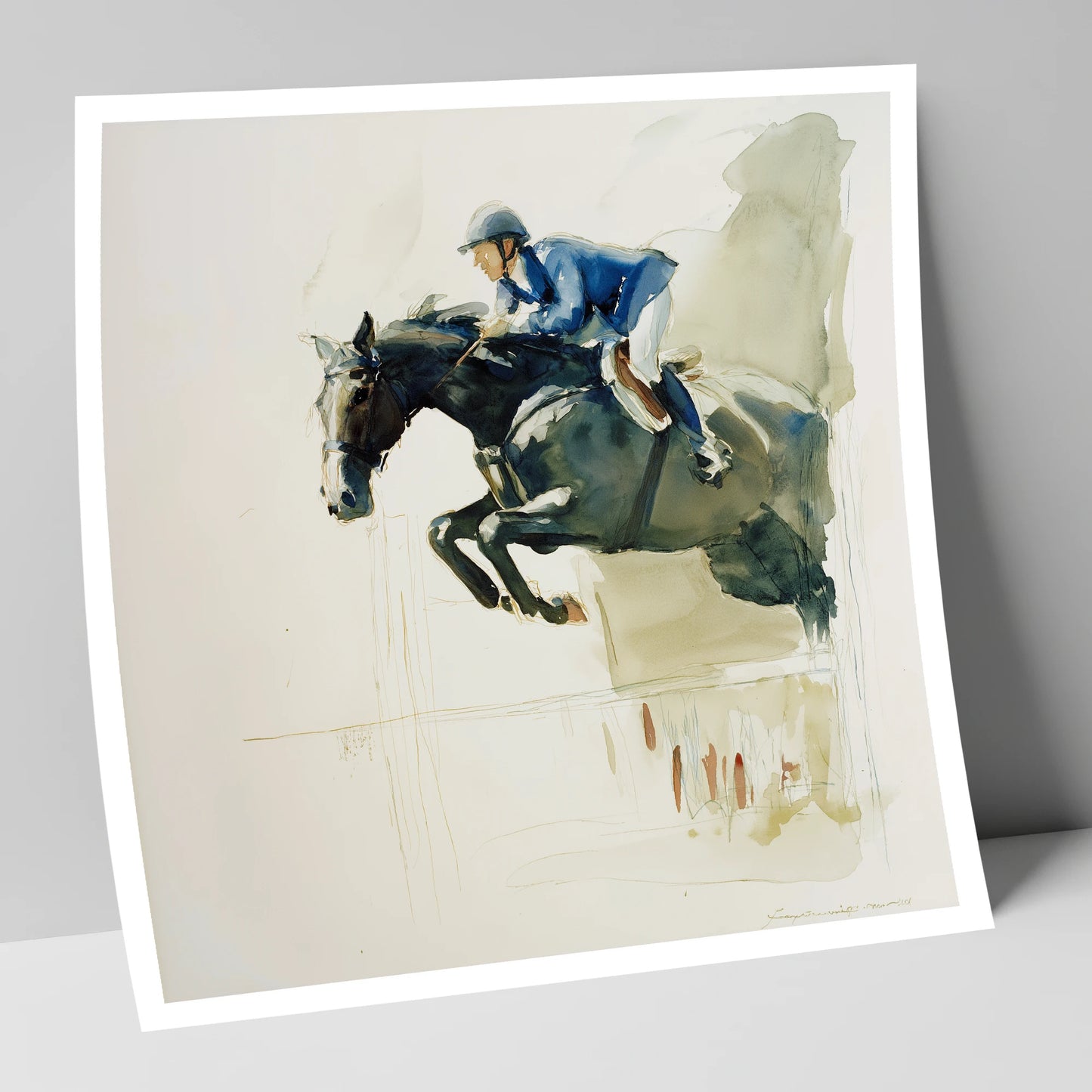 Suspended Grace show jumping horse art print