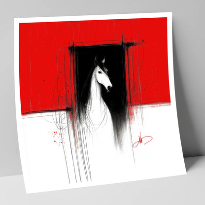 The Crimson Doorway horse stable art print