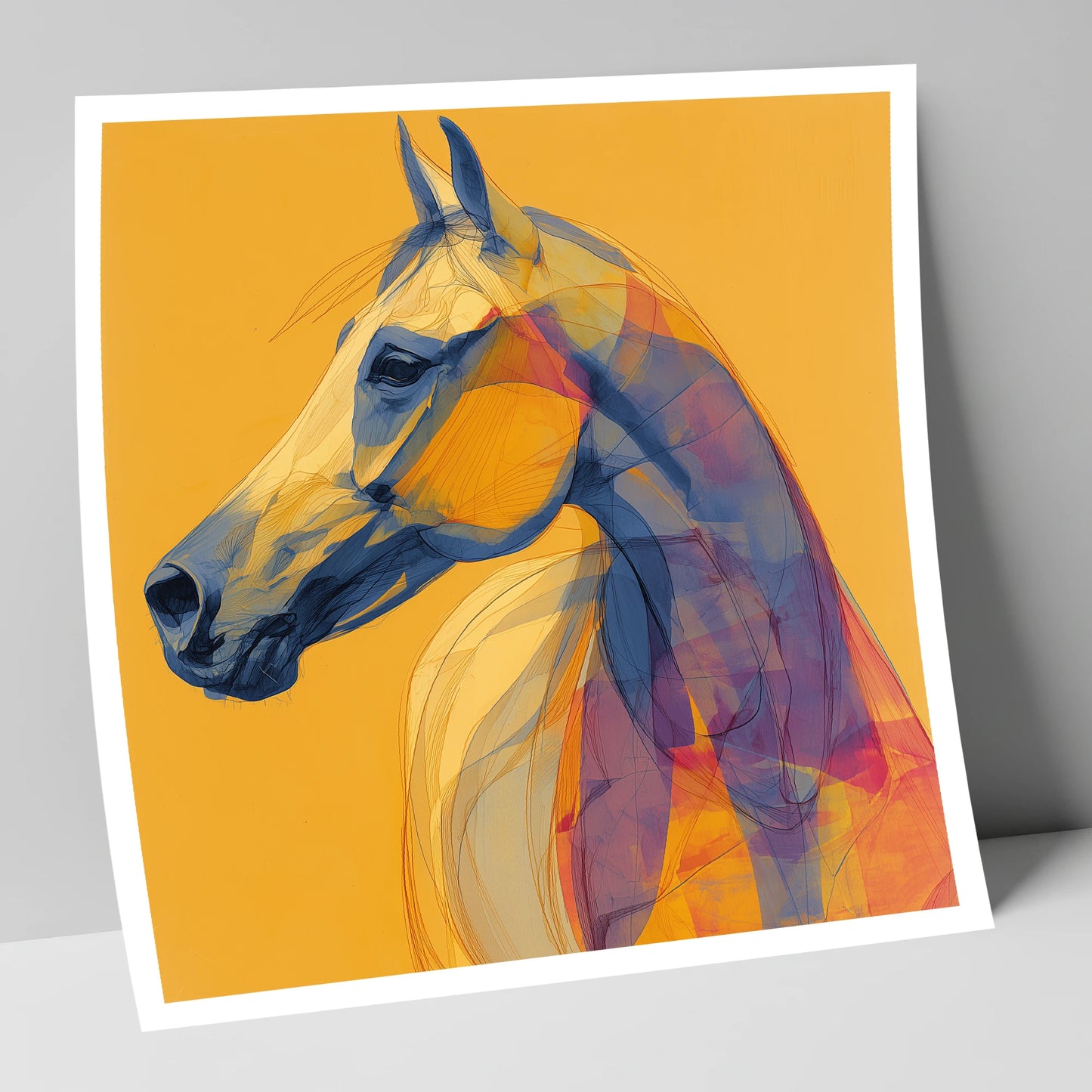 Cobalt and Gold Arabian horse breed art print
