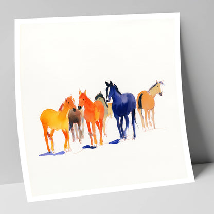 Vibrant Herd horse landscape art print