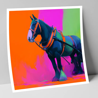 Neon Heavy Horse working horse art print
