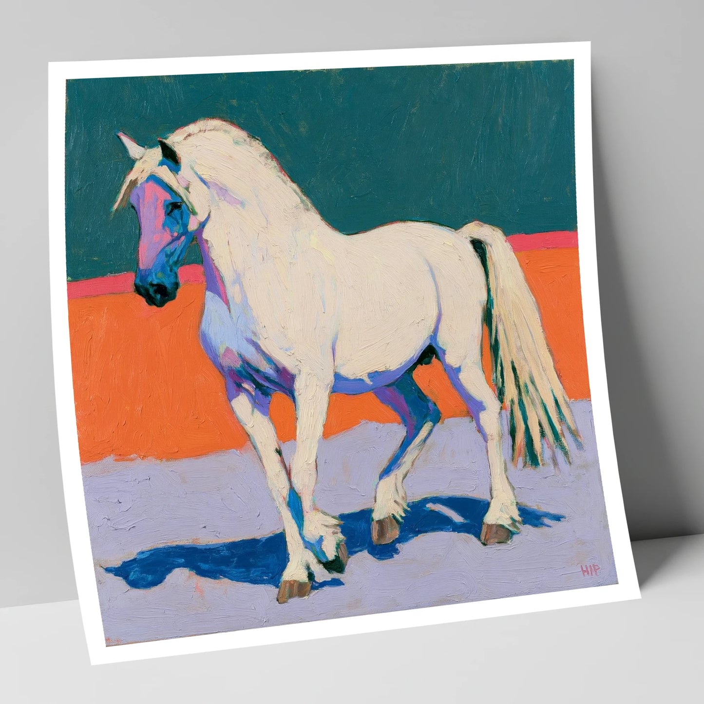 White Horse in Vivid Colours horse breed art print