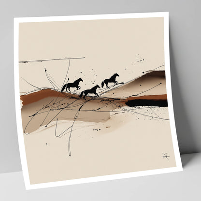 Abstract Sepia Gallop wild horses art print