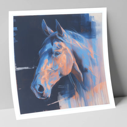 Cobalt and Copper Gaze horse portrait art print