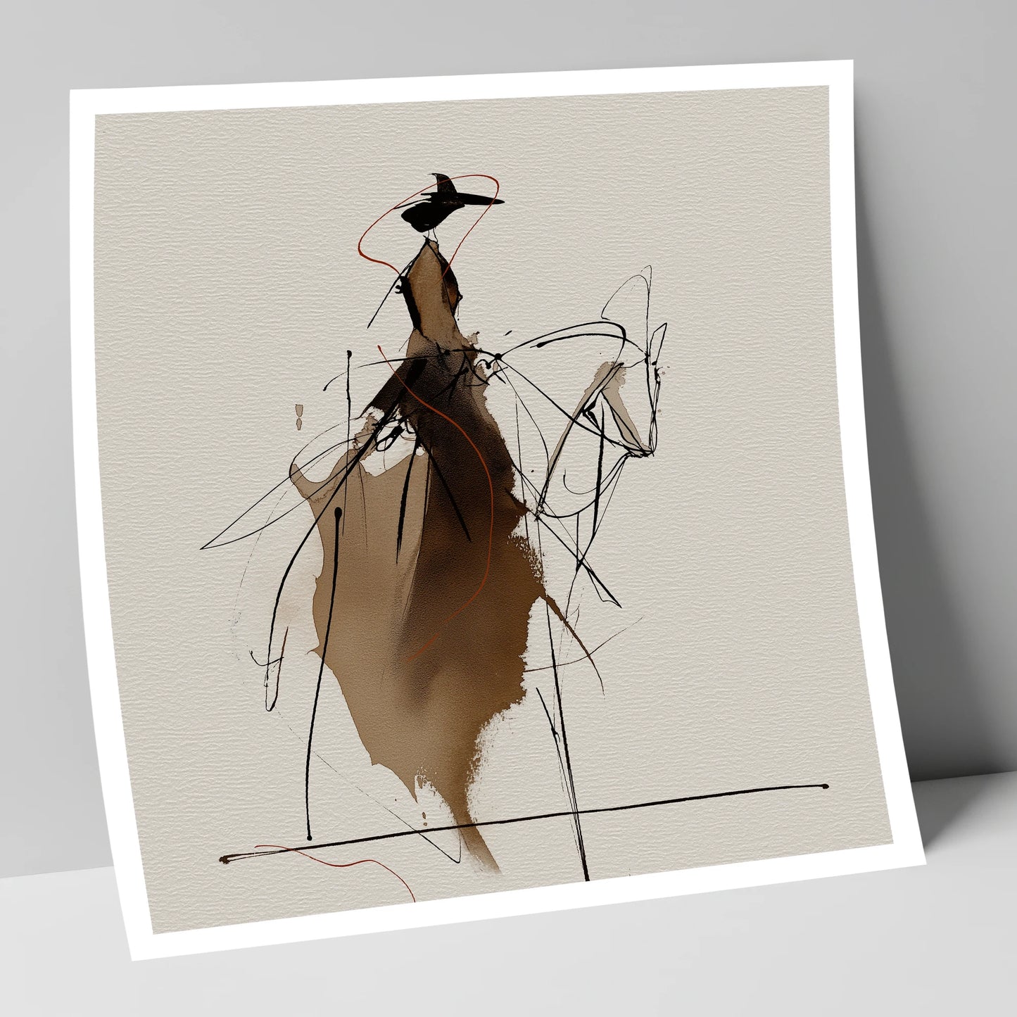 Elegant Sepia Rider horse & rider art print