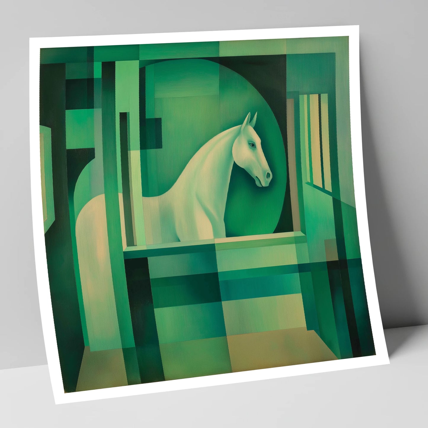 Emerald Stall Gaze horse stable art print