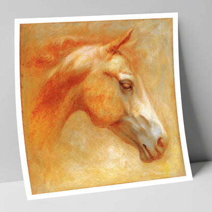 Ethereal Golden Profile racing horse art print