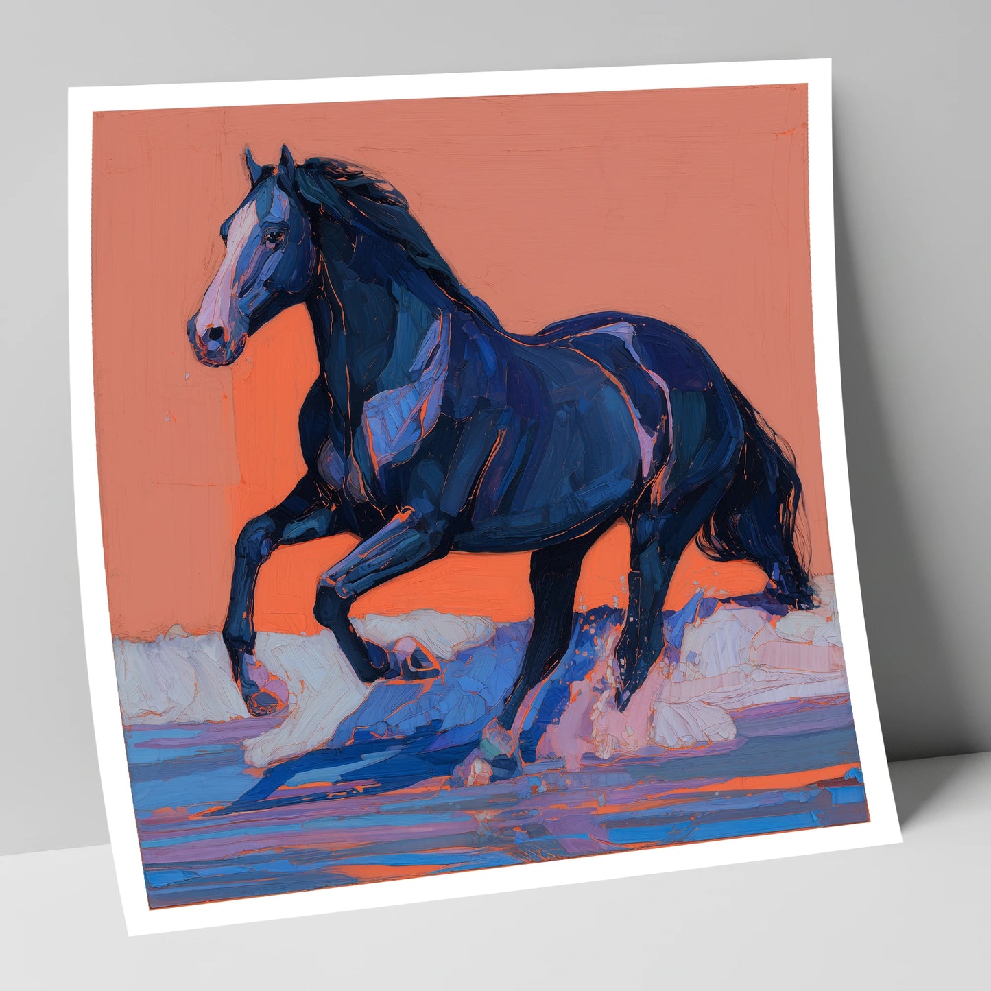 Indigo Surf Canter beach horse art print